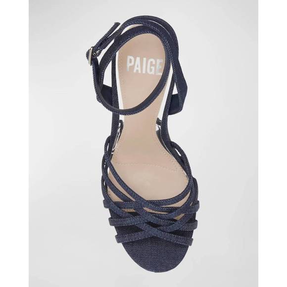 NEW PAIGE chelsey woven platform sandal in indigo denim - Picture 4 of 4
